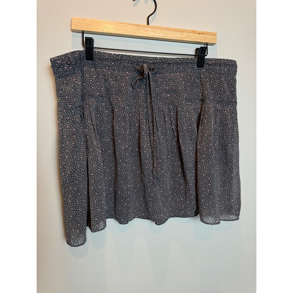 American Eagle XL Gray Pink White Dots Ruffle‎ Mini Short Skirt Y2K Schoolgirl
